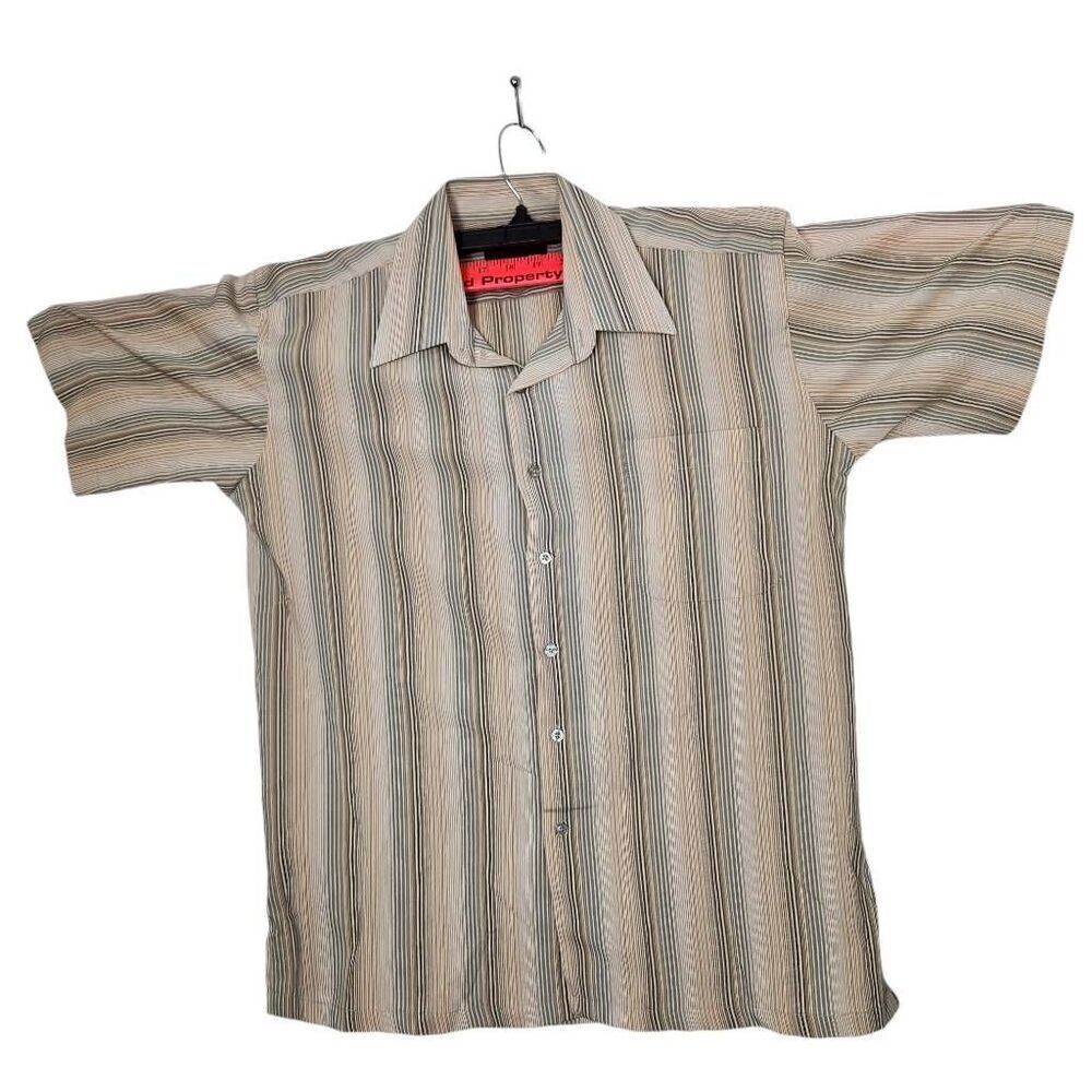 Berkam button front shirt sleeve striped shirt medium 15